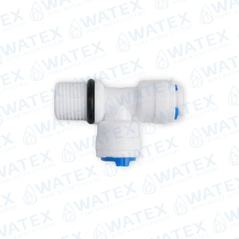 QCF-008-T T-pistoliitin, 2 × 1/4″ putki × 1/4″ ulkokierre