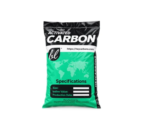 Heycarbons-rakeinen kookospähkinäpohjainen aktiivihiili (0,6–2,36 mm), 25 kg (50 l)